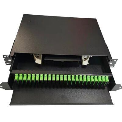 1U 19" 24 Port SC Simplex/LC Duplex Fiber Optic Rack Mount Enclosure Fiber Patch Panel-Unload