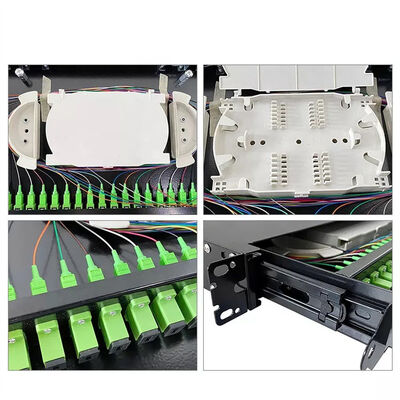 1U 19" 24 Port SC Simplex/LC Duplex Fiber Optic Rack Mount Enclosure Fiber Patch Panel-Unload