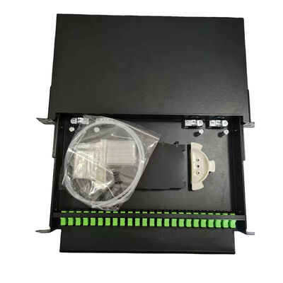 1U 19" 24 Port SC Simplex/LC Duplex Fiber Optic Rack Mount Enclosure Fiber Patch Panel-Unload