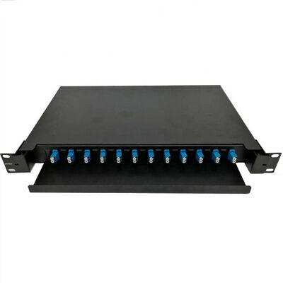Sliding Fiber Optic Patch Panel 12 Port Rack Mounted 1U 19 Inch