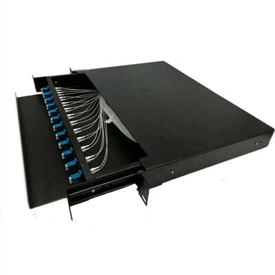 Sliding Fiber Optic Patch Panel 12 Port Rack Mounted 1U 19 Inch