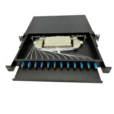 Sliding Fiber Optic Patch Panel 12 Port Rack Mounted 1U 19 Inch