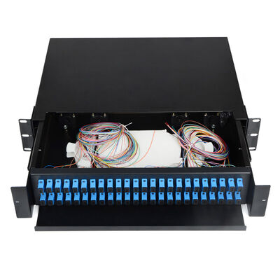 48 Ports 2U Fiber Optic Enclosure SC Simplex / LC Duplex Sliding Patch Panel
