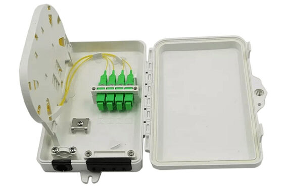 4Port Fiber Optic Terminal Box SC Simplex SM Cables White Waterproof IP-66