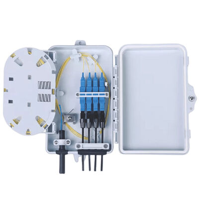 4Port Fiber Optic Terminal Box SC Simplex SM Cables White Waterproof IP-66