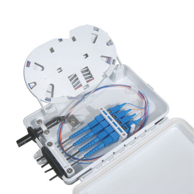 4Port Fiber Optic Terminal Box SC Simplex SM Cables White Waterproof IP-66