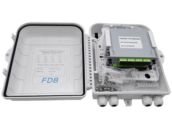 White Fiber Optic Splitter Box LC 1x16 PLC Splitter Wall Mount