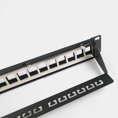 RJ45 Network Patch Panel 24 Port 1U Keystone C5 / C5E C6 With Mangement Bar