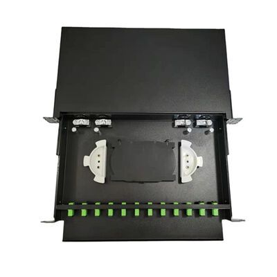 24 Port Black Metal Fiber Optic Terminal Box 430x200x46mm