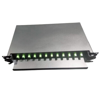 19 Inch Sliding Fiber Patch Panel 12 Port FC APC Simplex Adapter Networking Solution