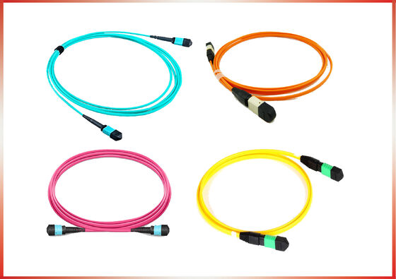 MPO-MPO Female 12 Fibers Low Loss 0.35dB Type A B Plenum (OFNP) OS2 9/125 Single Mode Trunk Cable, Yellow